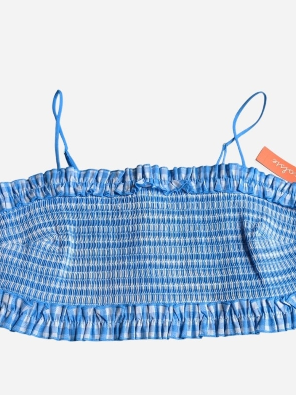 Colsie Blue Smocked Ruffle Crop Top